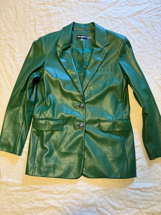 Karl Lagerfeld Jackets & Blazers - Karl Lagerfeld Green Faux Leather Blazer Jacket